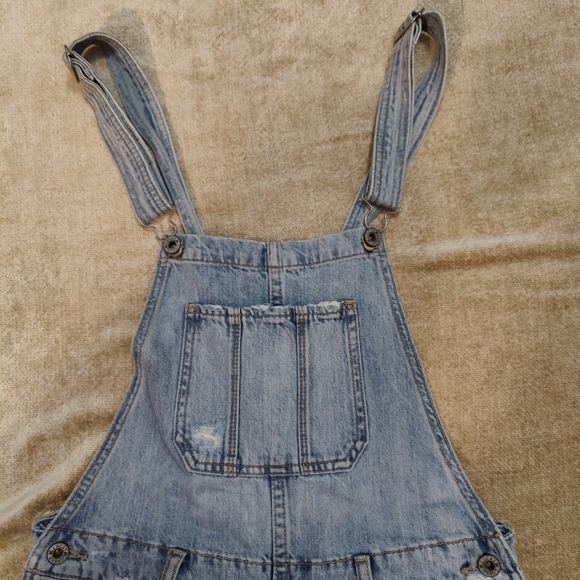 Lucky Brand Light Wash Distressed the Boyfriend Denim Overalls, size XS - Picture 2 of 12